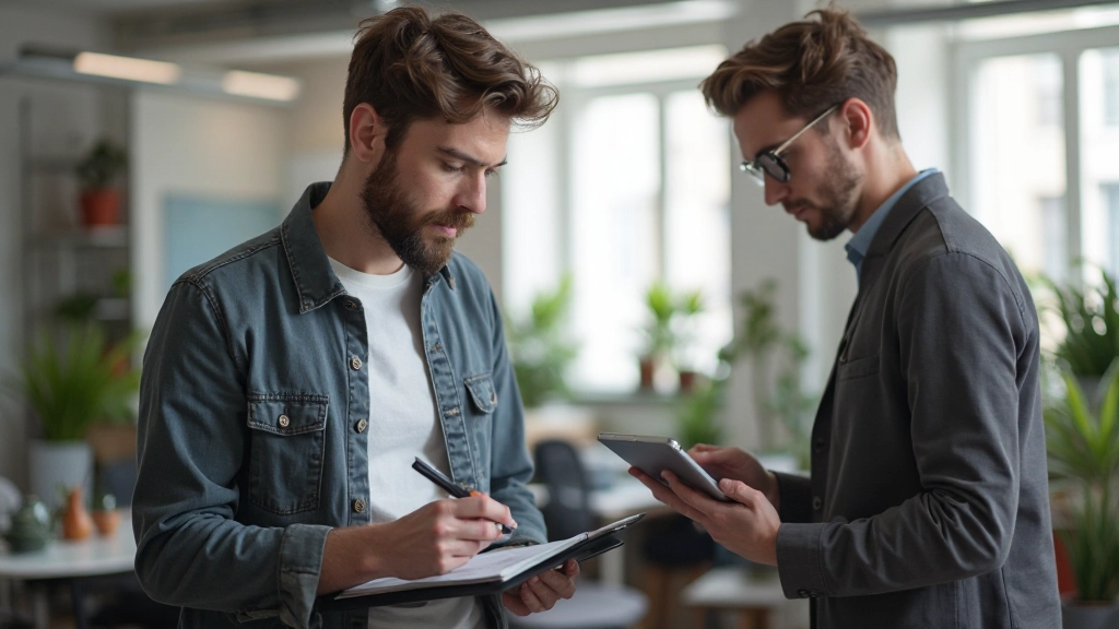 Designer maakt aantekeningen terwijl gebruiker aan het prototype werkt