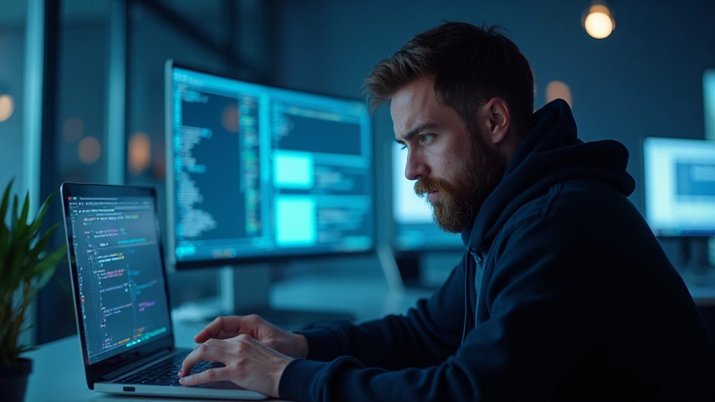 Developer bekijkt responsive webdesign layout op meerdere apparaten tegelijk
